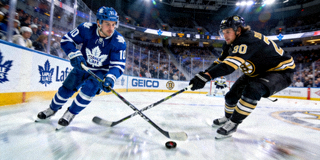 Toronto Maple Leafs vs Boston Bruins game action shot
